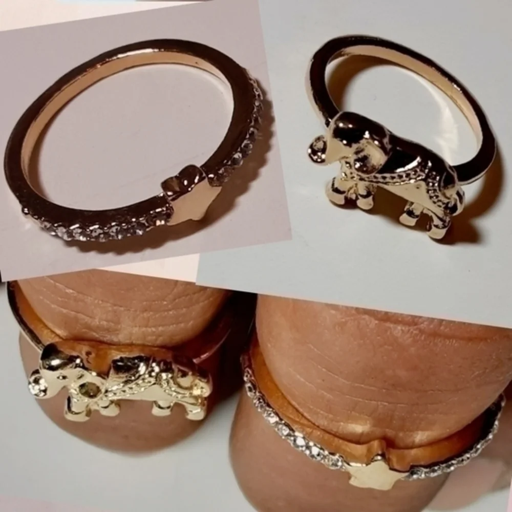 Good Luck Elephant And Star CZ Midi Ring Set